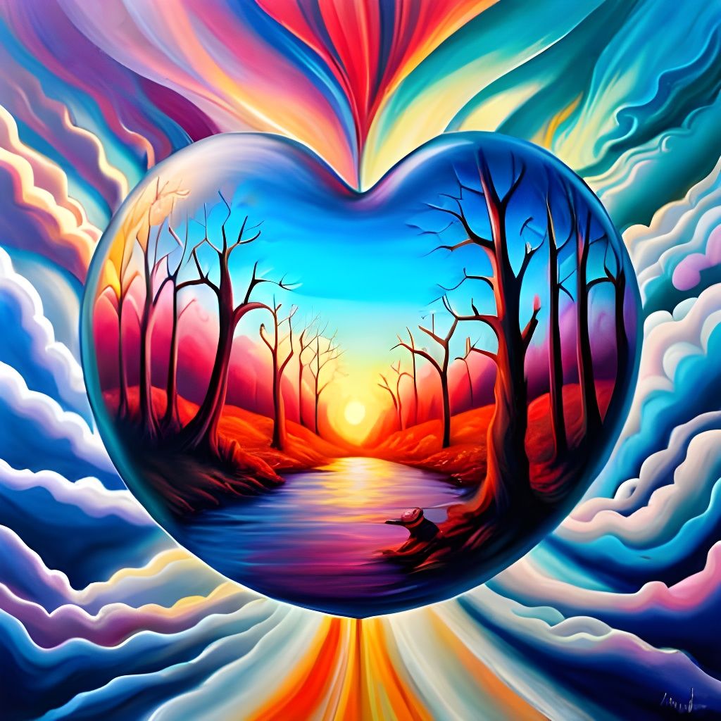 Heart in a Bubble: Abstract Polychromatic Art