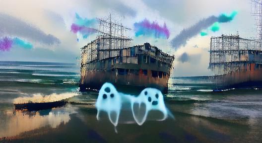 Ethereal Ghost Ship Sailing in the Mist