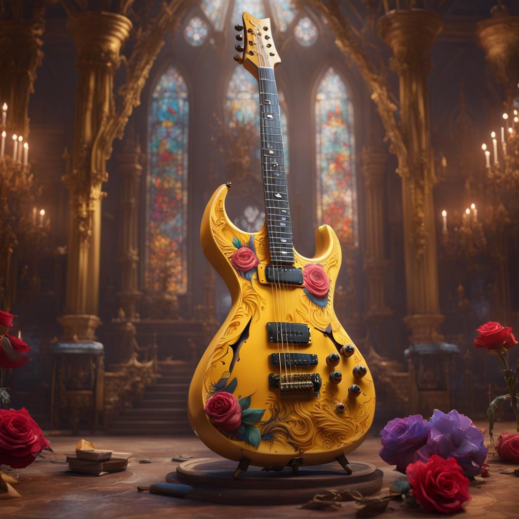 Beauty and the Beast Electric Guitar Art