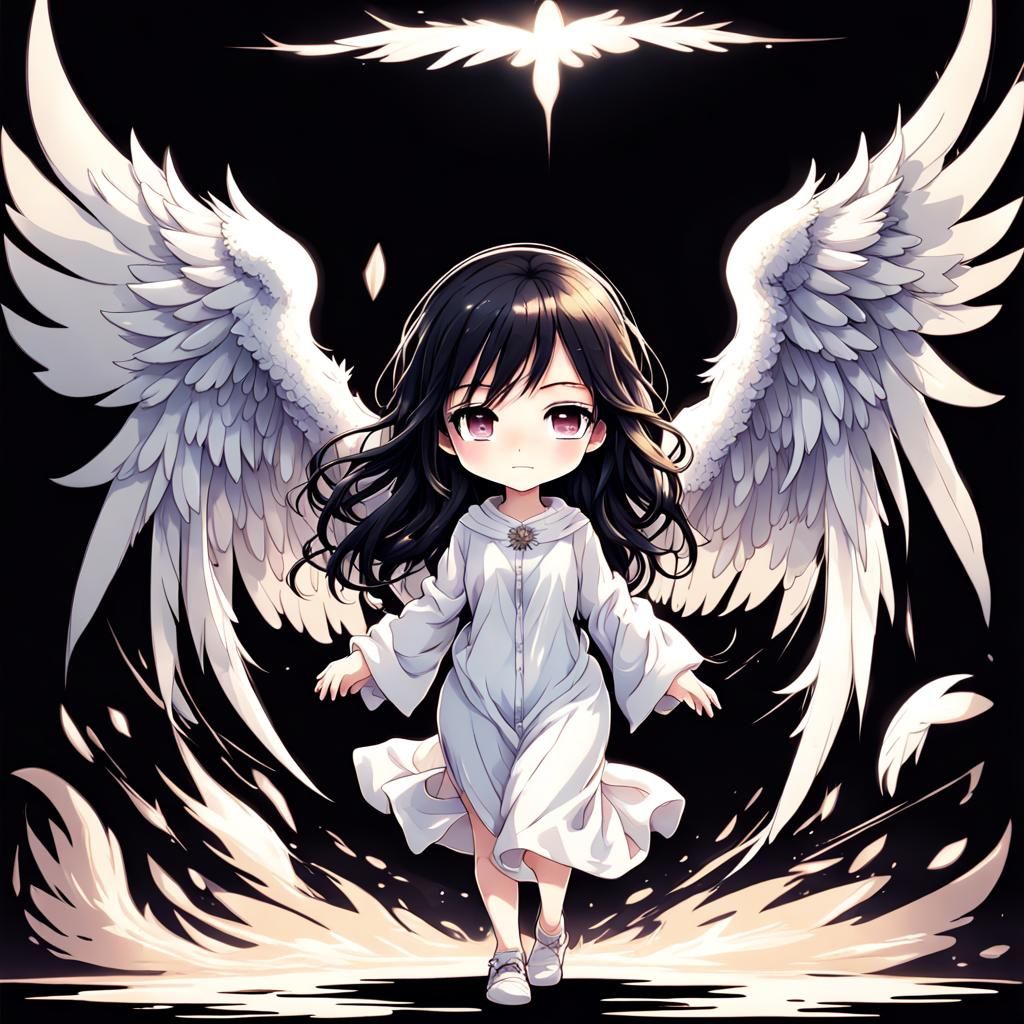 Anime Chibi Angel in Manga Style