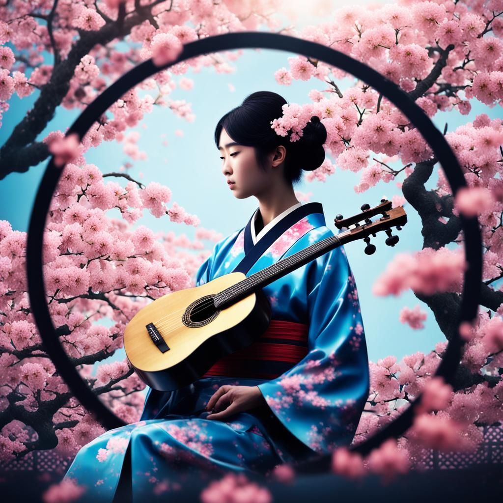 Harajuku Woman with Sakura: Hyperrealistic Film Still