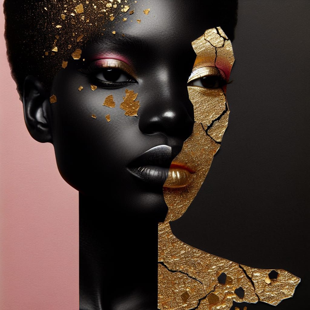 Striking Gold Portrait of an African Woman