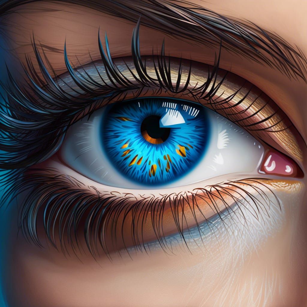 Woman's Bright Blue Eyes Expressing Joy