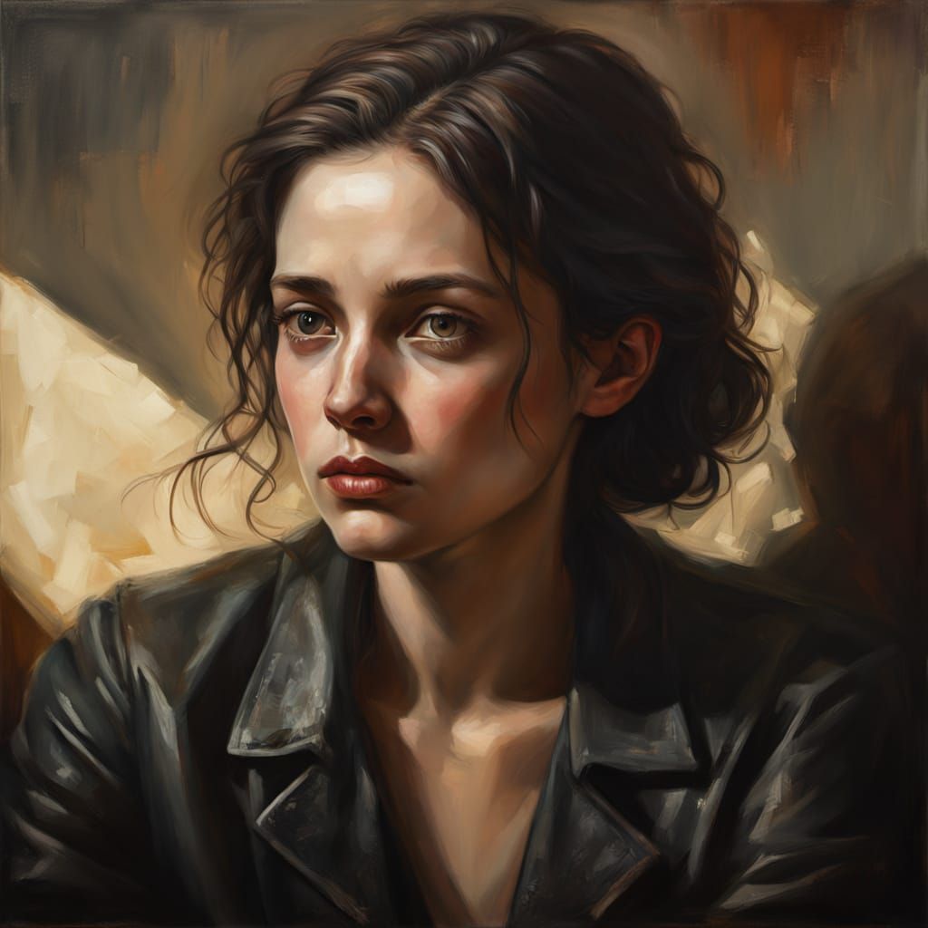 Introspective Woman in Golden Light, Alyssa Monks Inspired R...