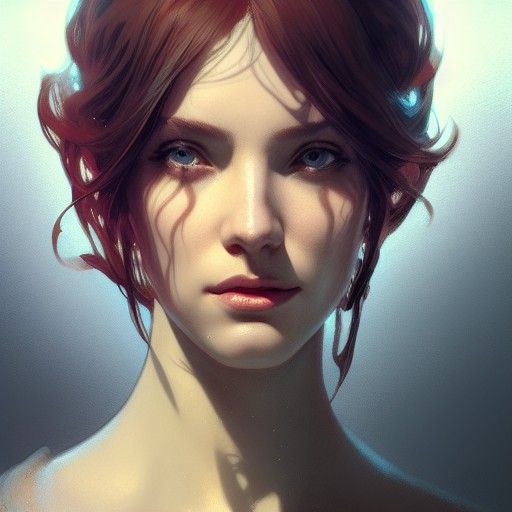Detailed Portrait of Circe in Art Nouveau Style