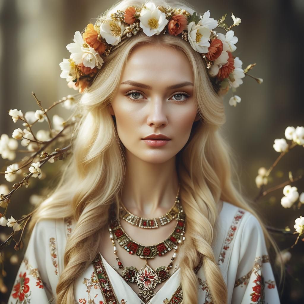 Beautiful Russian Woman Portrait in Romantic Impressionism