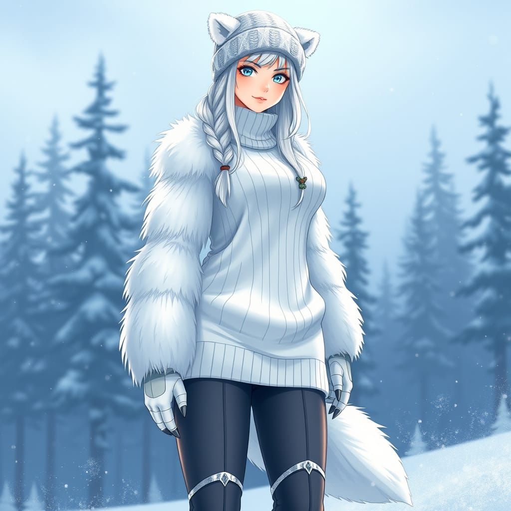 Snowy Maiden in Anime Style