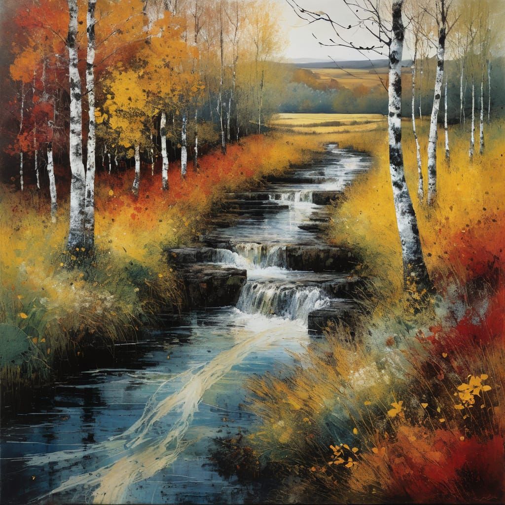 Vibrant Autumn Landscape in Expressionist Impasto Style