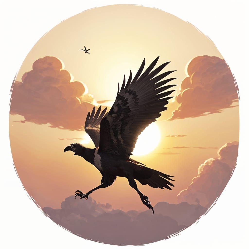 Golden Crow Soaring: Studio Ghibli Anime Style