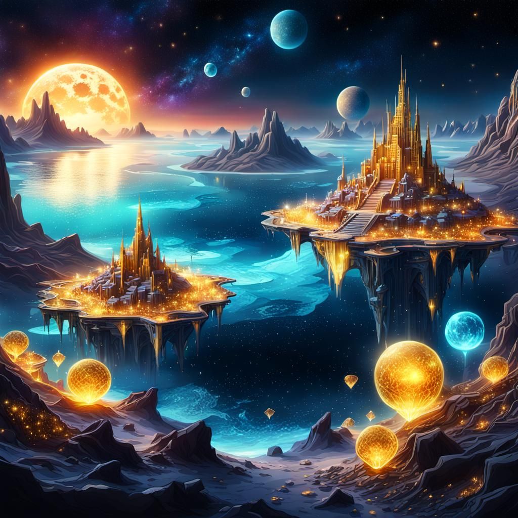 glowing astral crystalline city