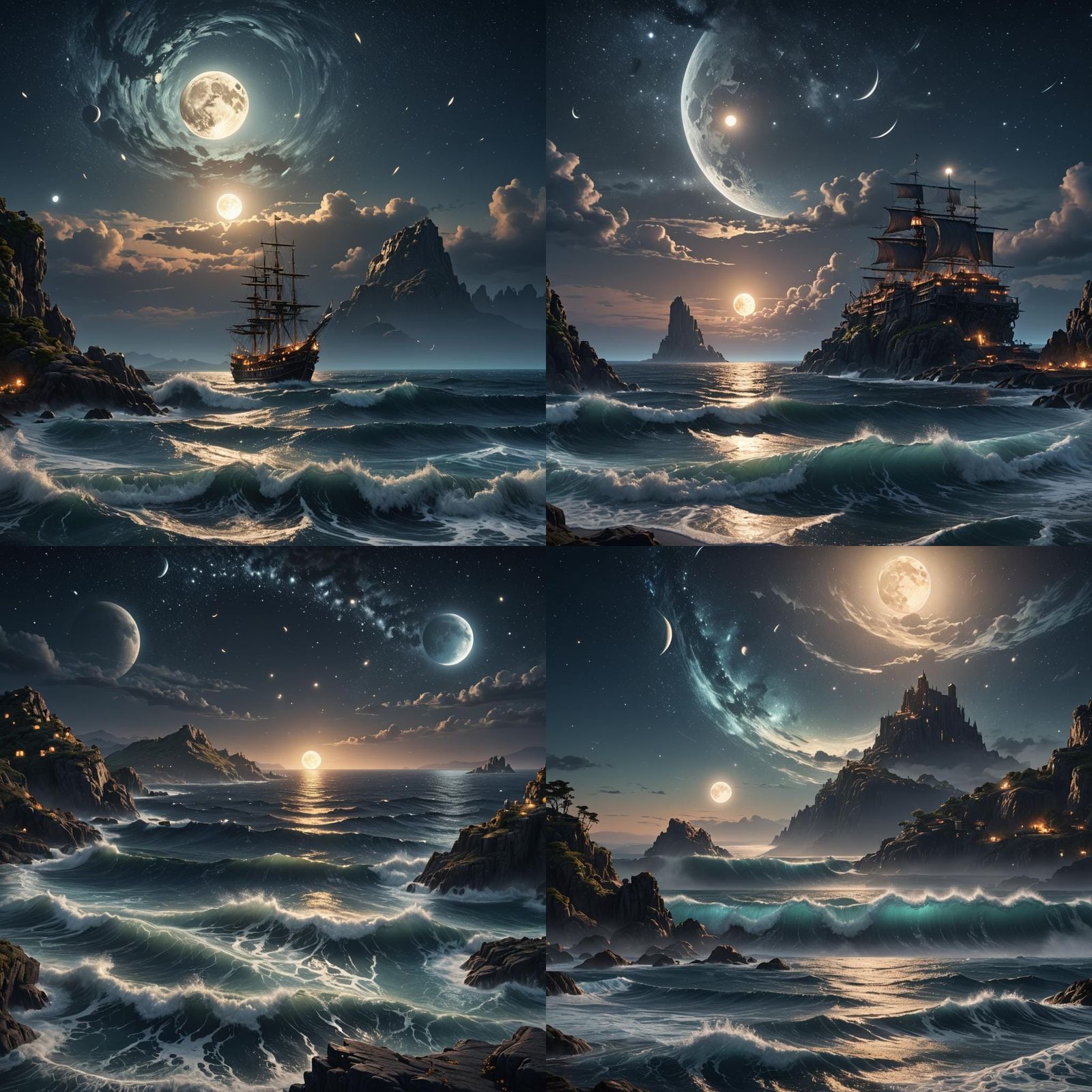 Ocean at Night: Stars and Moon in Deep Color