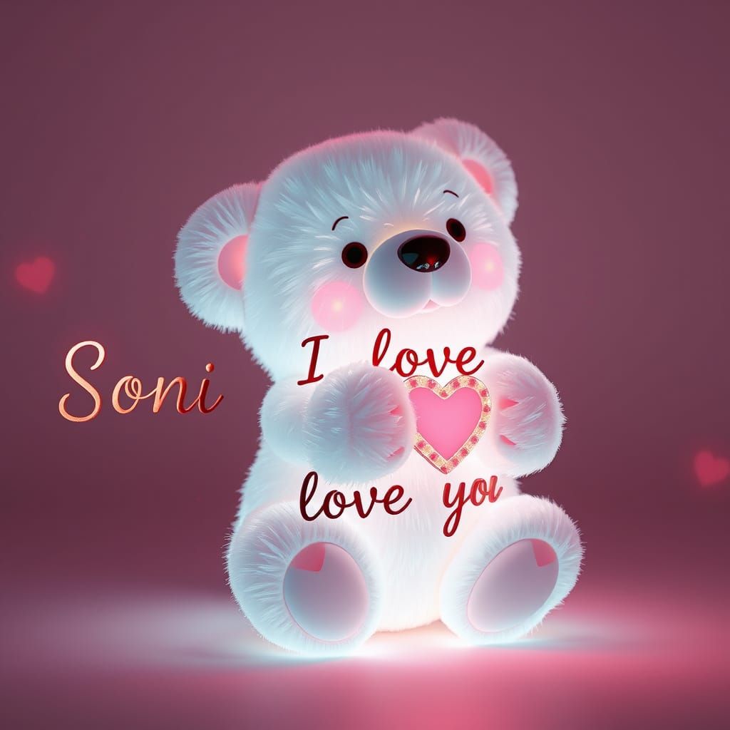 Whimsical White Teddy Bear in a Romantic Glow
