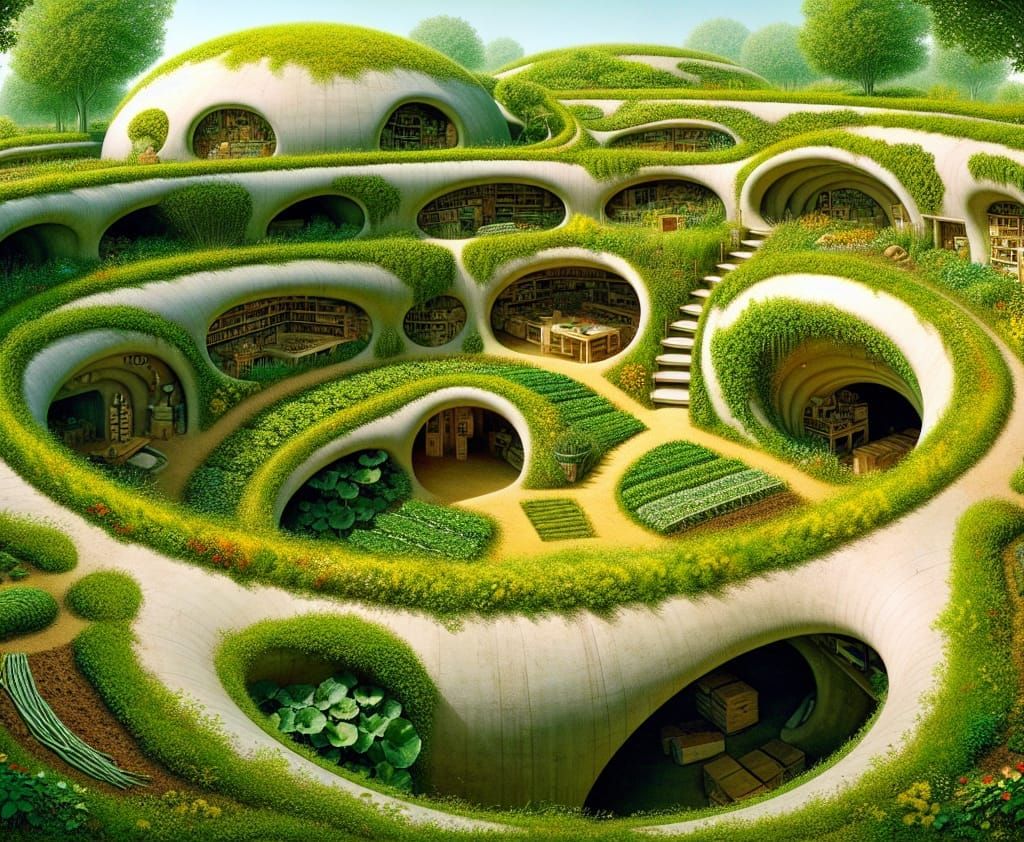 farm bunker PATRICE VERMETTE, Guillermo Mordillo, Paolo Soleri and Antoni Gaudi