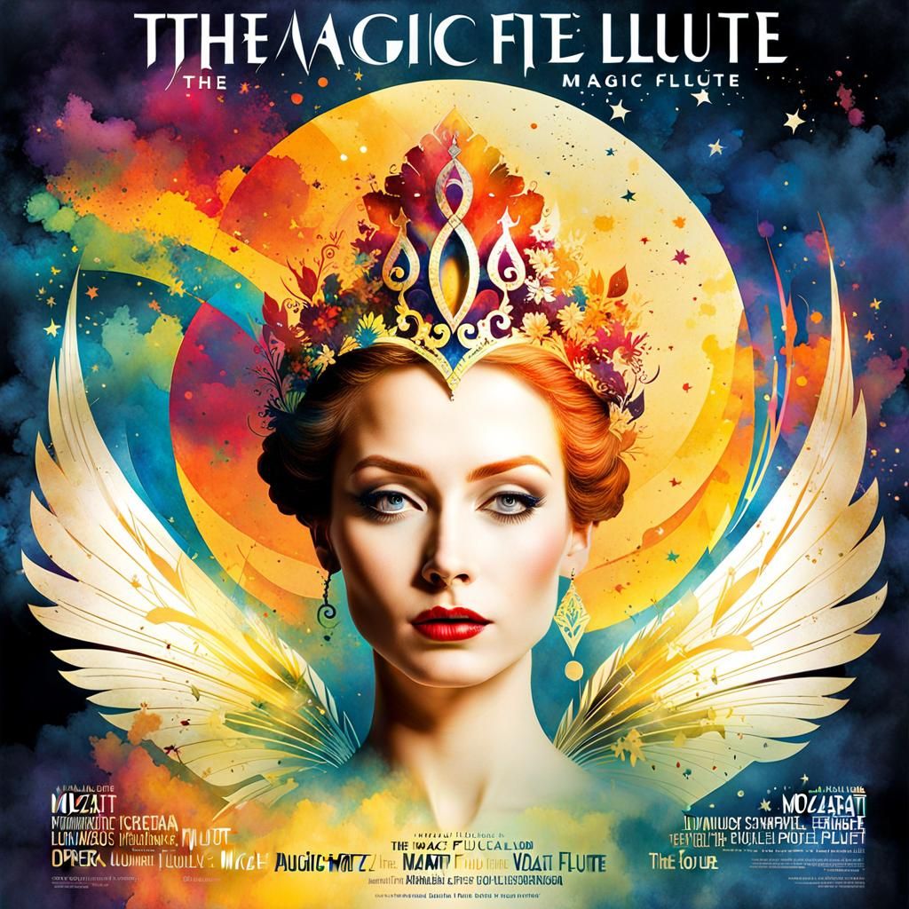 The Magic Flute Opera Poster in Watercolor Style