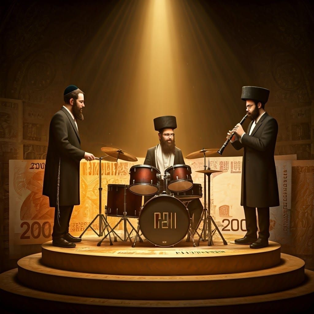 Orthodox Jewish Musicians on 200 Shekel Stage in D3 Style