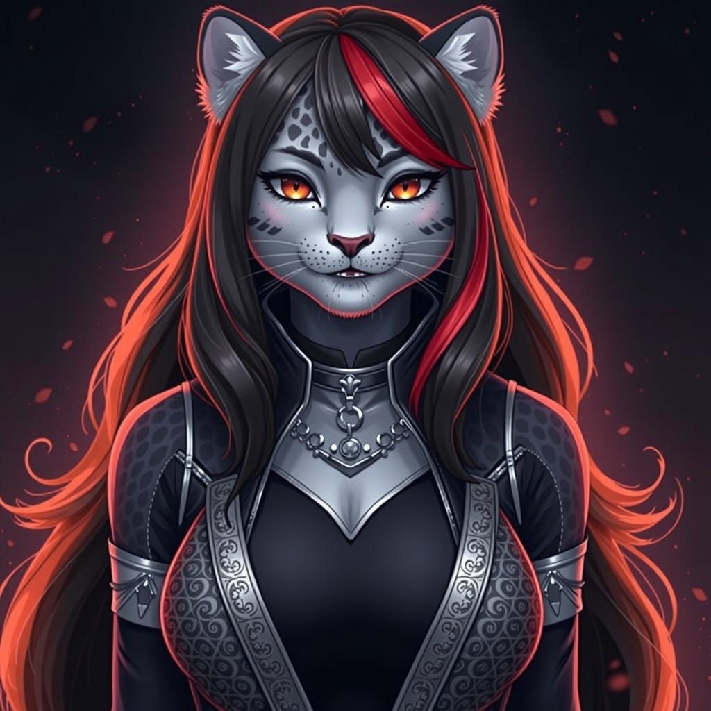 Manga Snow Leopard Woman with Coffee