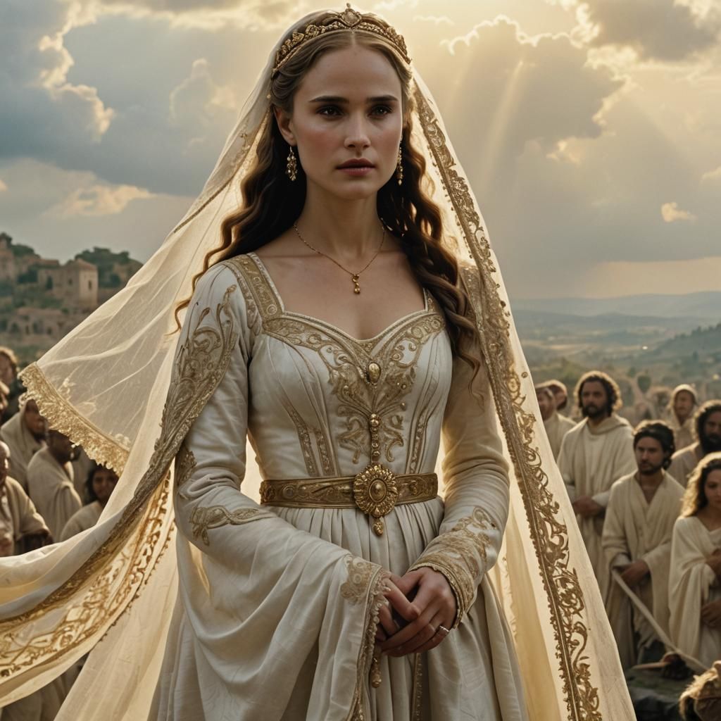 Eudoxia Bride in Golden Gown with Long Braids