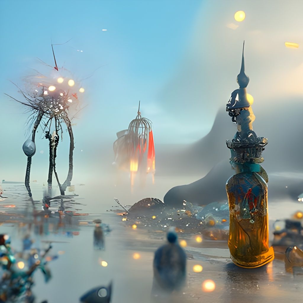 Nightmare Dreamscape Digital Art in Film Noir Style