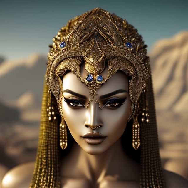 Golden Lioness Goddess in Ancient Egyptian Style