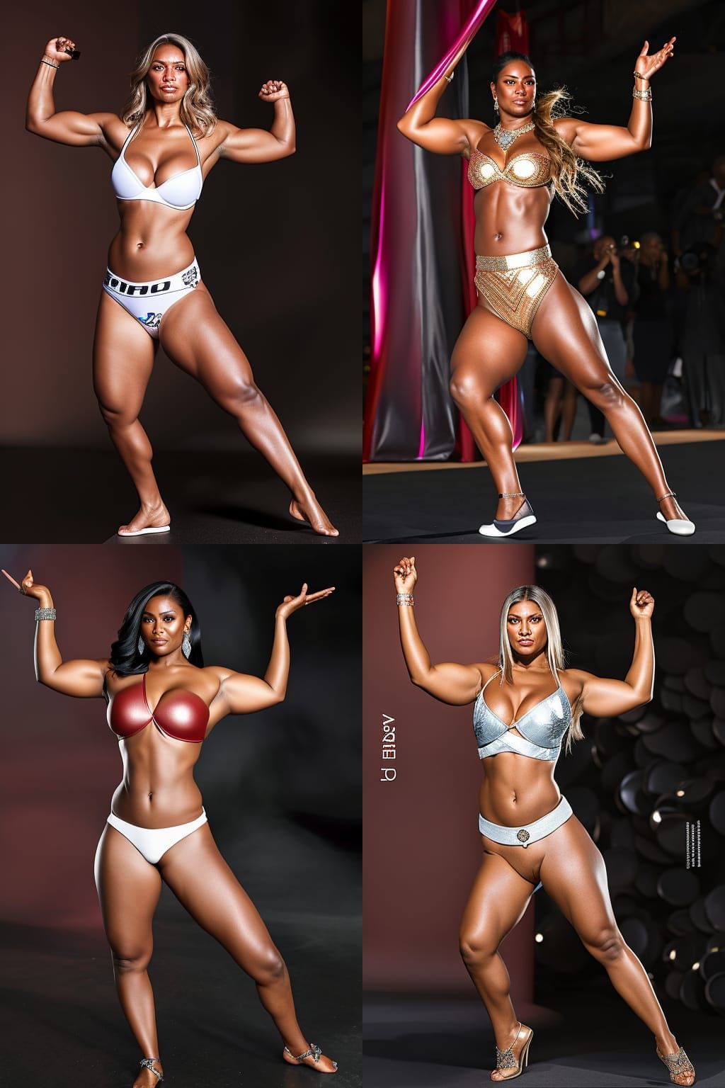 Female Bodybuilder Posing on Stage in 3D Raytracing