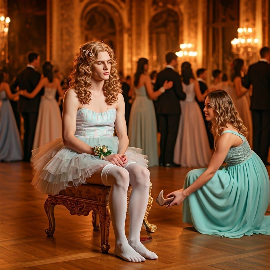 Feminine Youth in Elegant Prom Attire