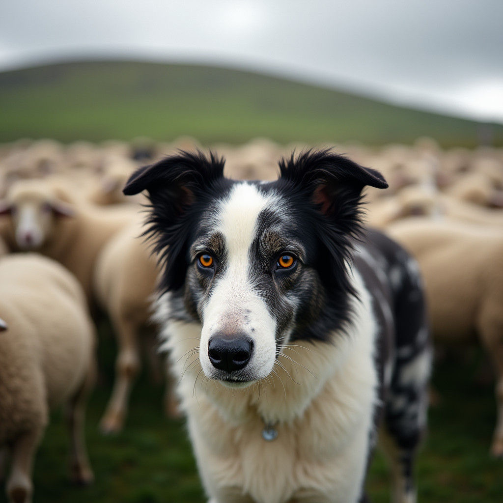 Border Collie Herding Sheep in Realistic Style