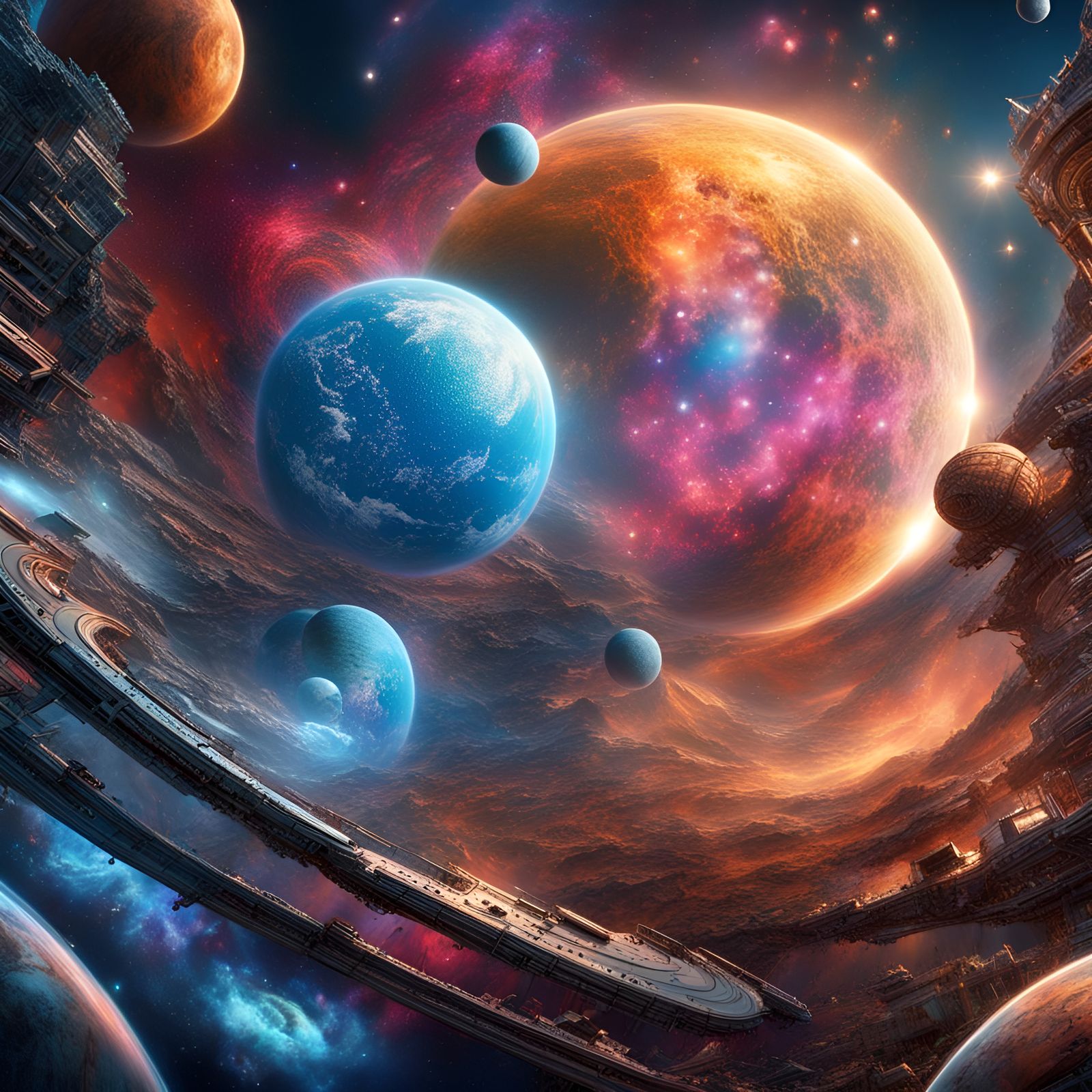 Colorful Galaxy in Detailed Digital Matte Painting