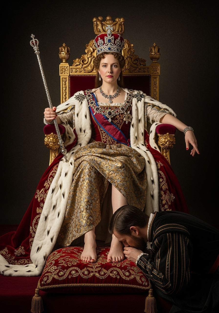 Tsarina on Throne in Renaissance Portrait Style