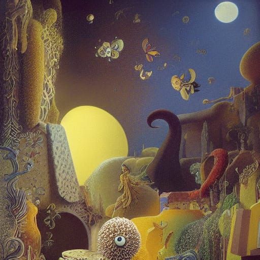 Surreal Paper Hedgehog in a Folded Paper City