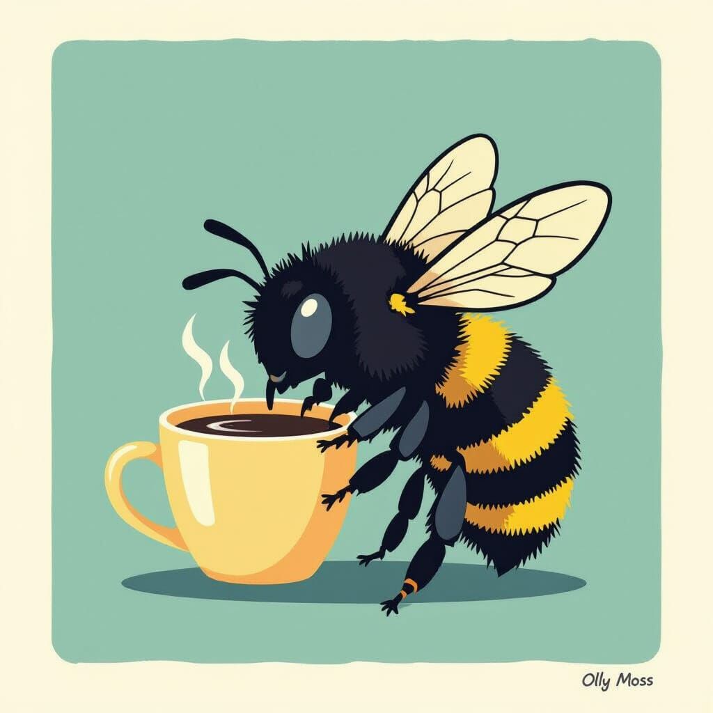 Sleepy Bumblebee Silhouette in Block Colors