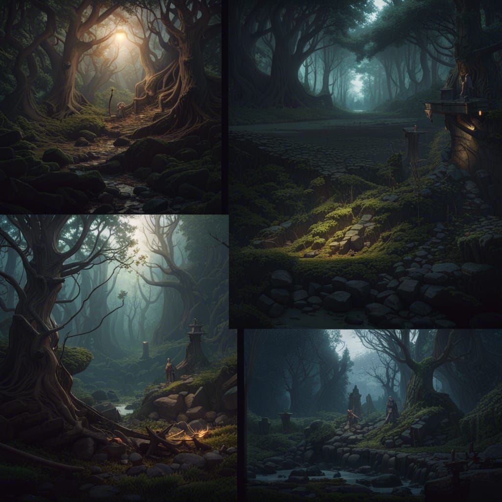 Enchanted Dark Forest Concept Art in 8K