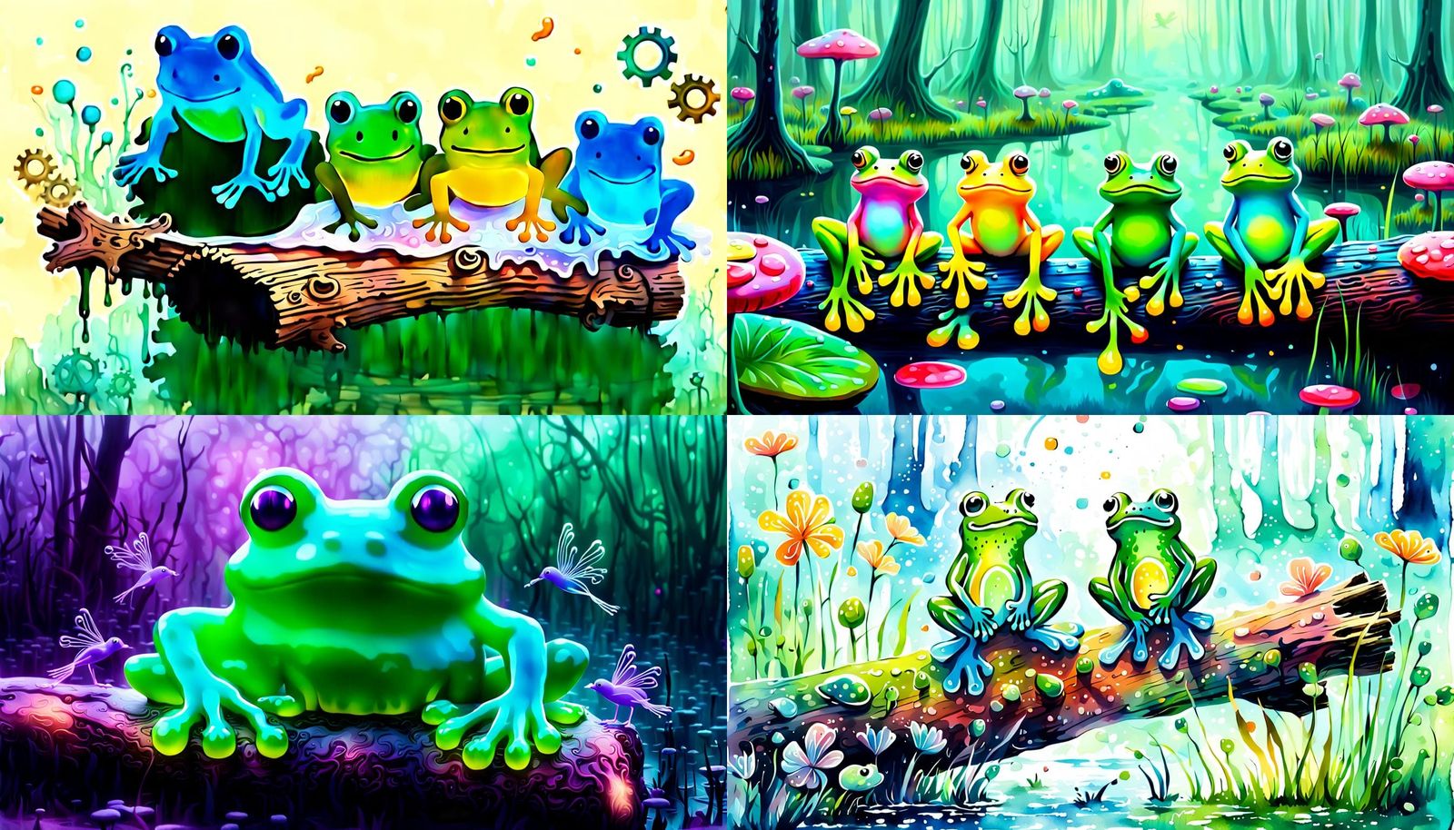 Gummy Frog Calligraphy Poem in a Bog