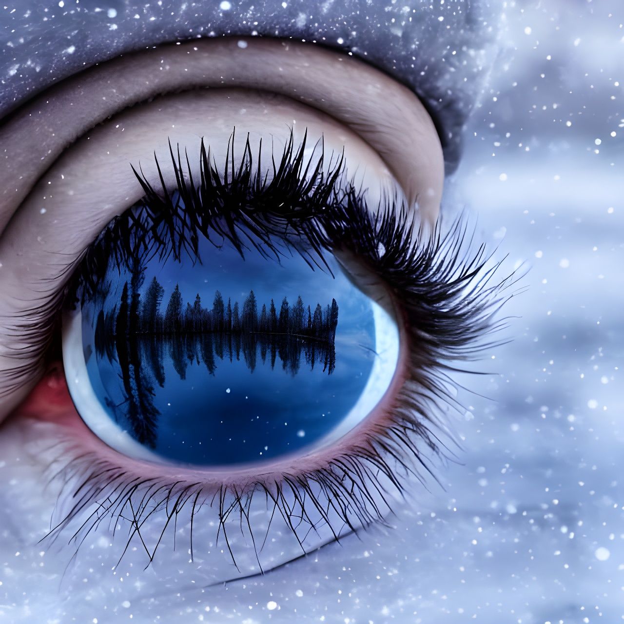 Winter Landscape Reflected in Mother Winter's Eye