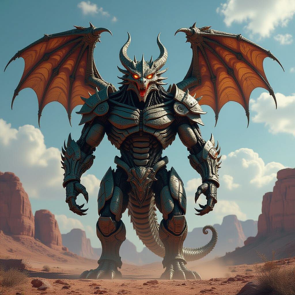 Colossal Biomechanical Fusion Beast in Biopunk Style