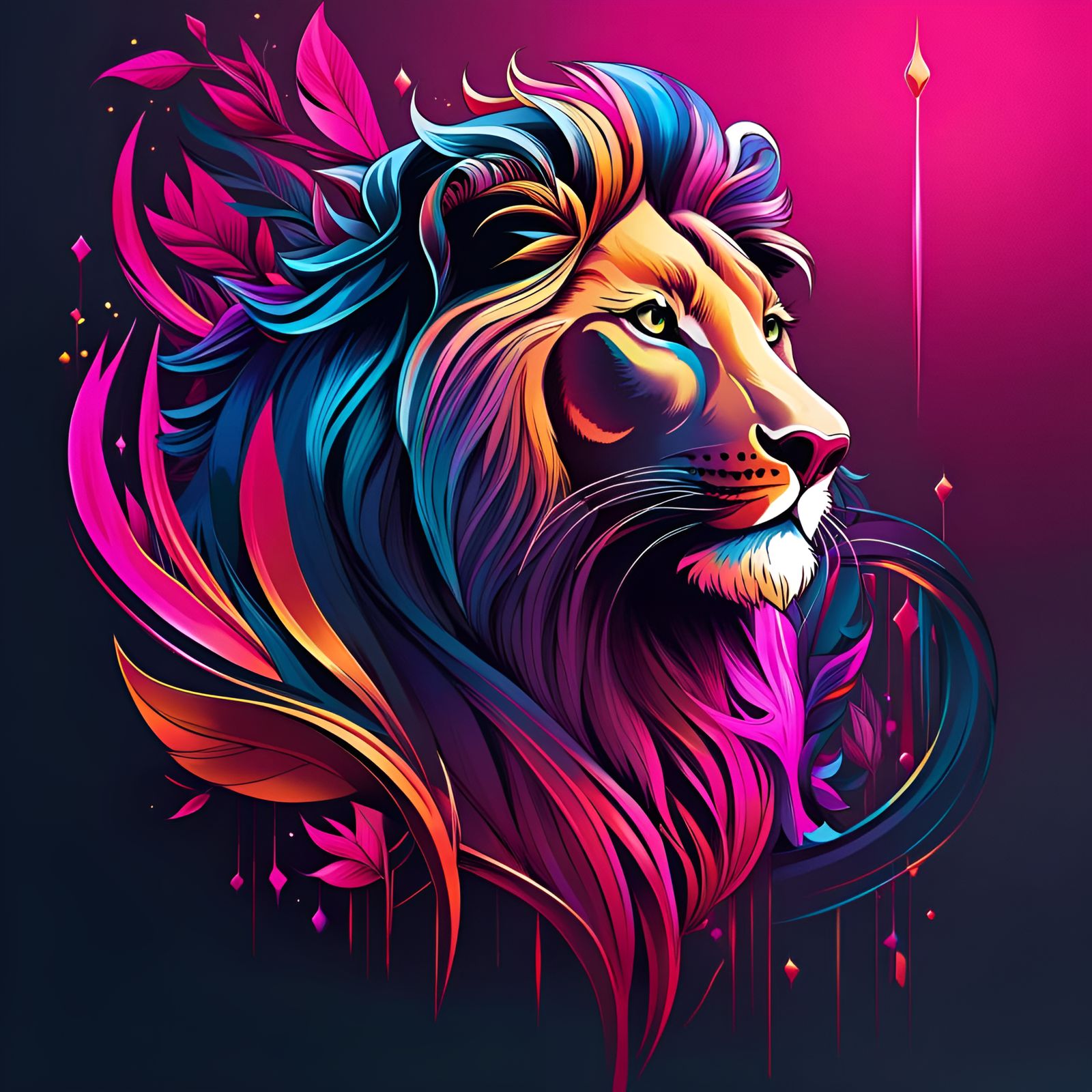 Ominous Lion in Barbie Pink, Studio Ghibli Style