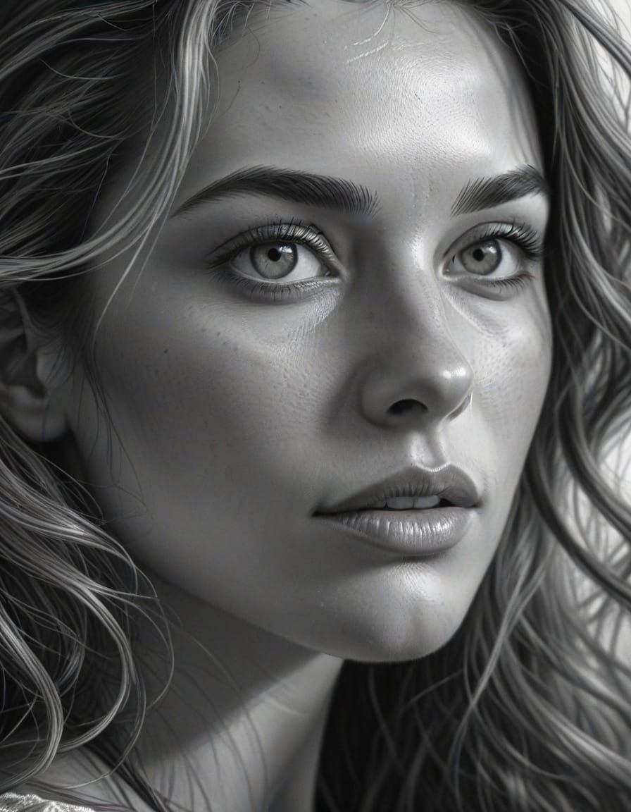 Monochrome Pencil Portrait of a Beautiful Actress