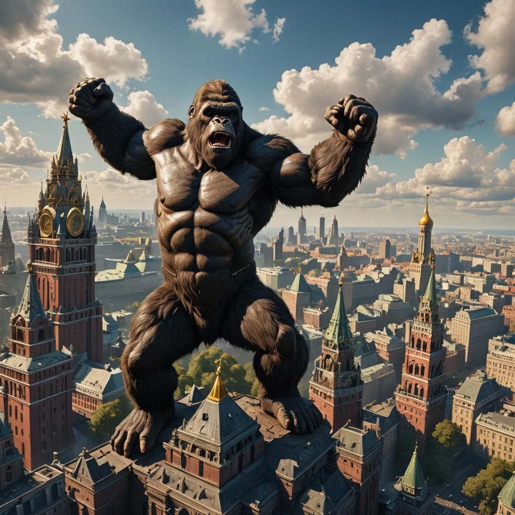 King Kong on Moscow Tower: Detailed Matte Painting