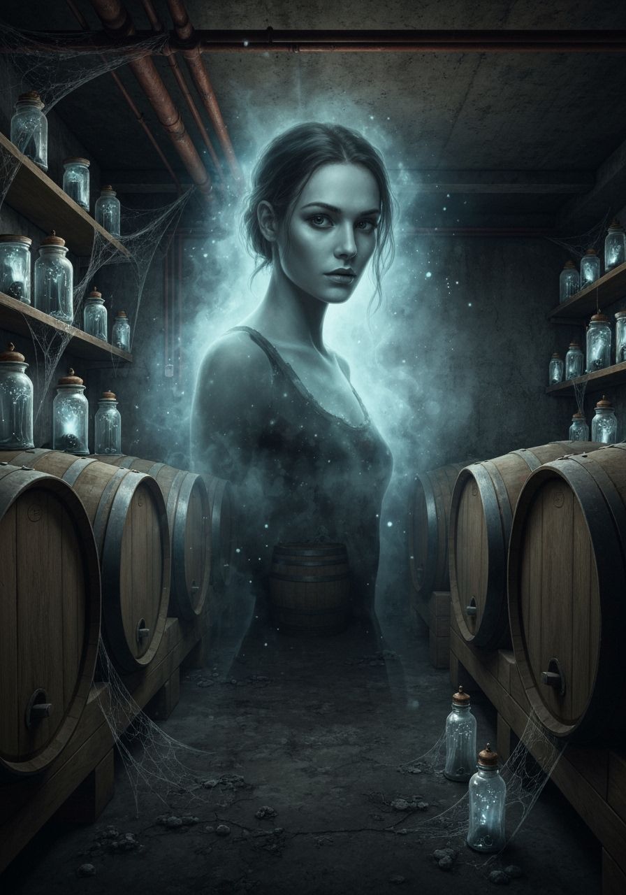 Ethereal Ghost in Dusty Basement Wine Cellar