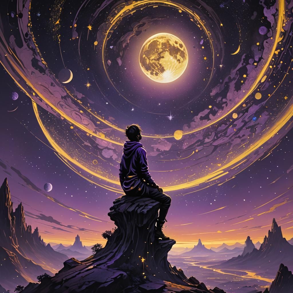 Fantasy Stargazer Concept Art in Art Nouveau Style