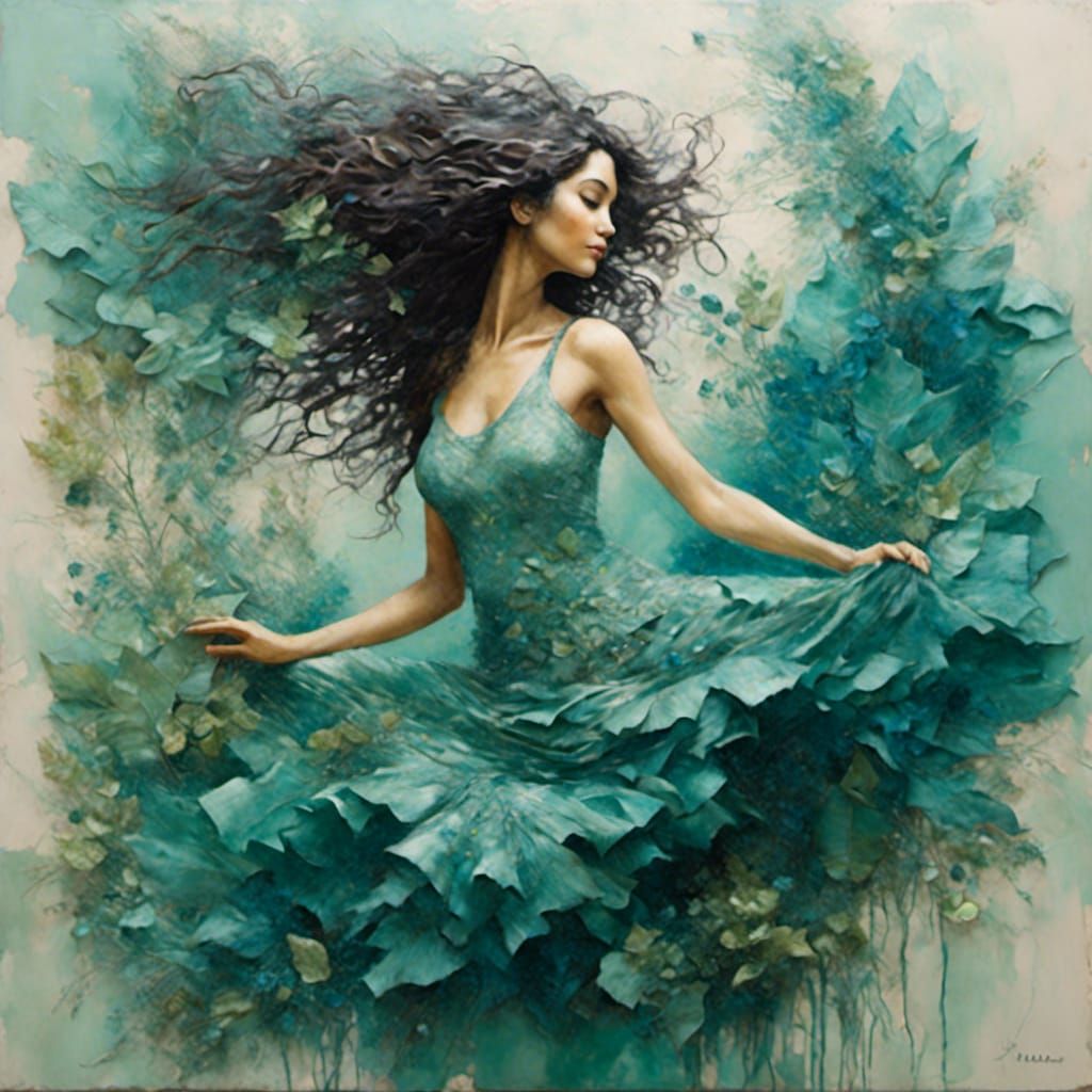 Woman Creates Glass Sculpture: Acrylic and Oil Painting