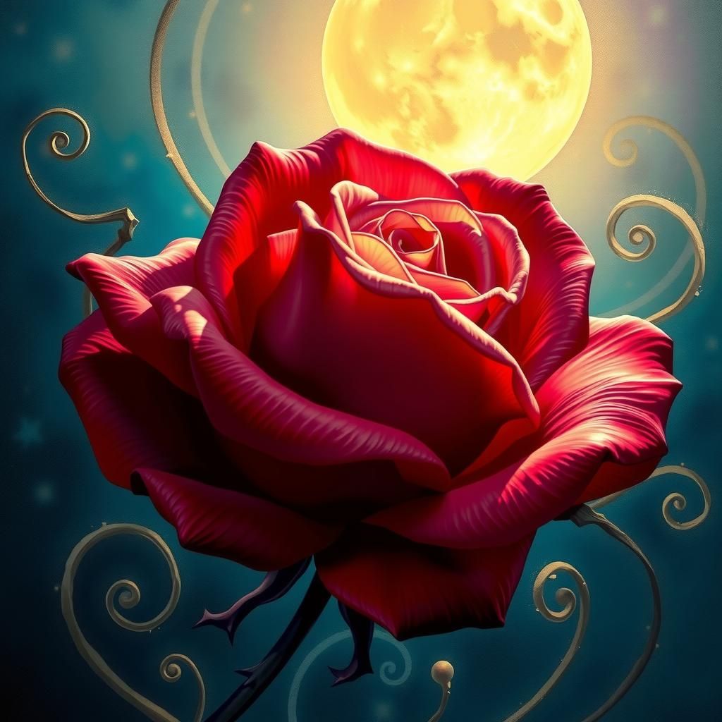Lush Rose in Bloom: A Surrealist Vision