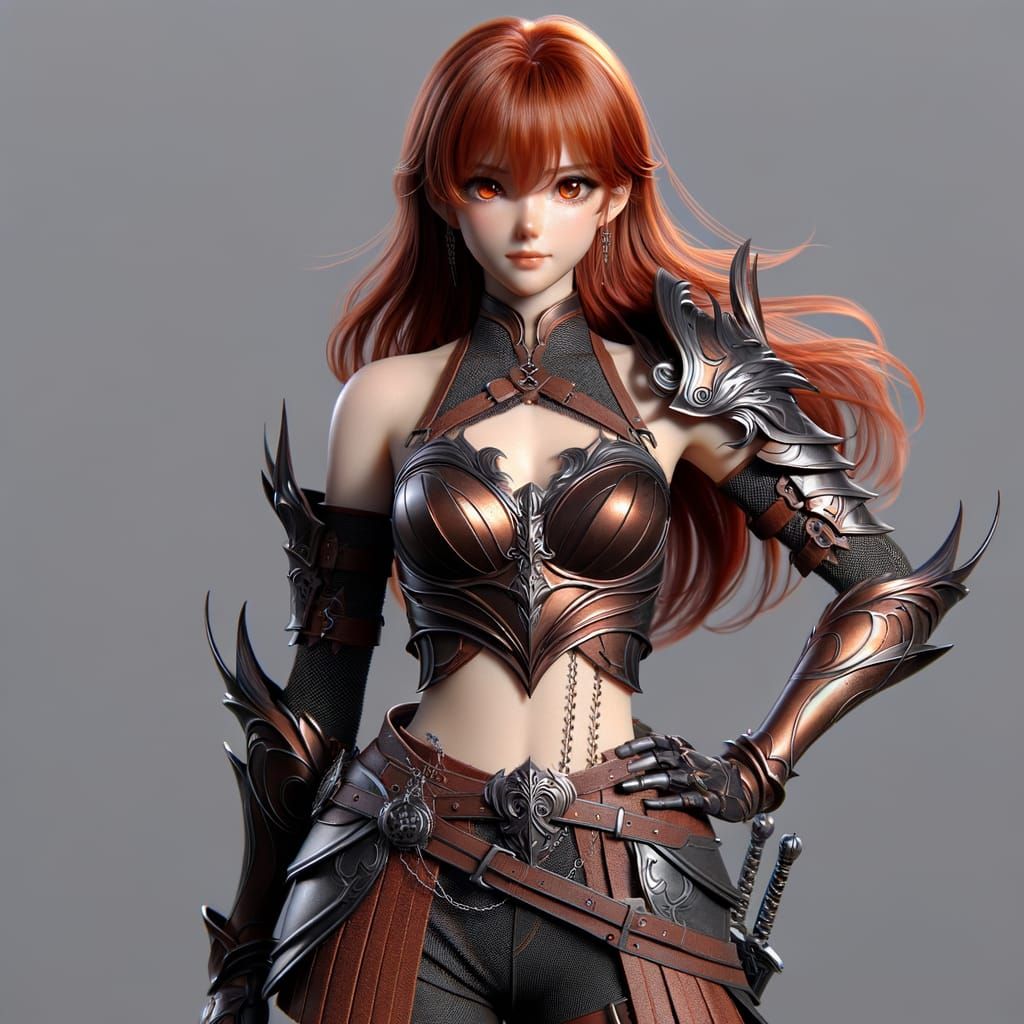 Anime Warrior Woman in Powerful Stance