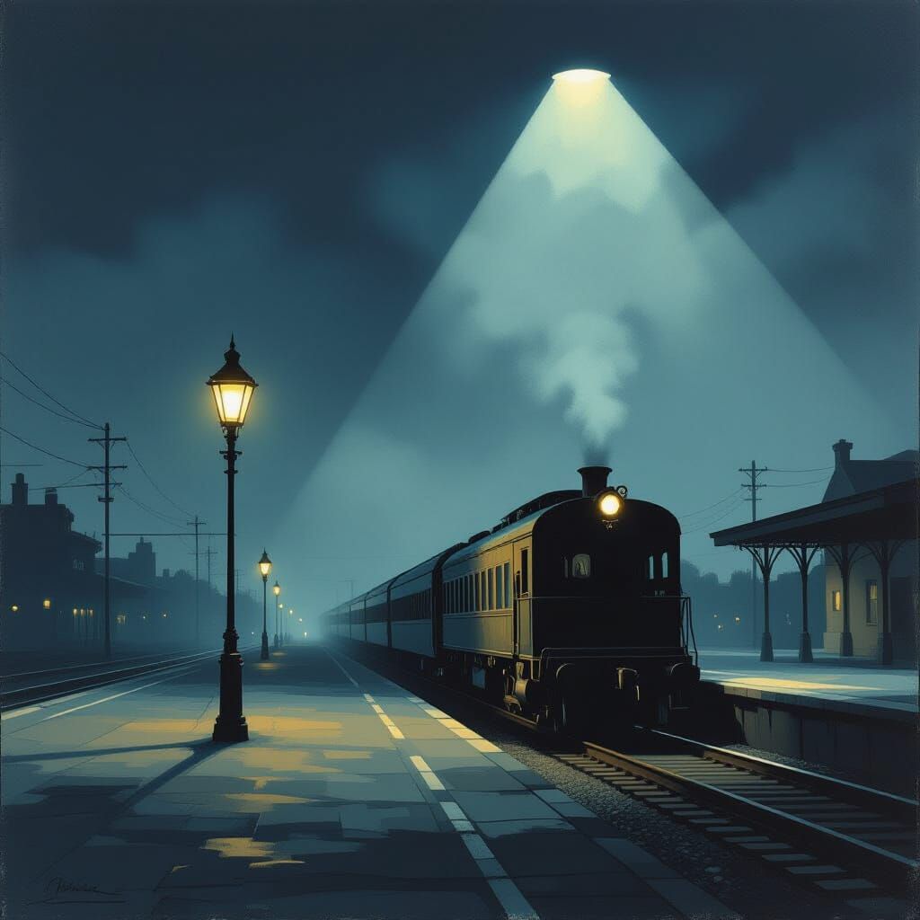 Eerie Abandoned Train Station at Dusk