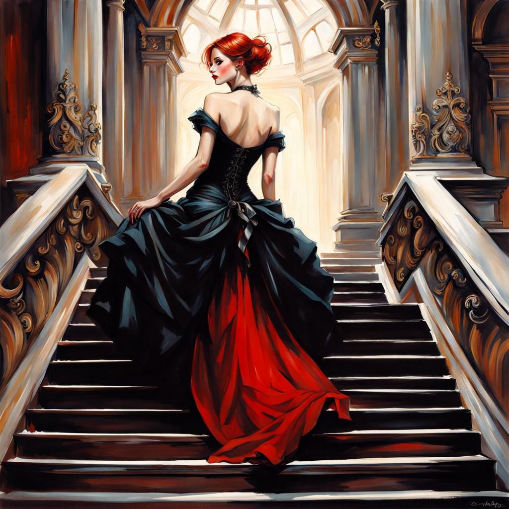 Hazel-Haired Beauty in Gothic Ink Portrait