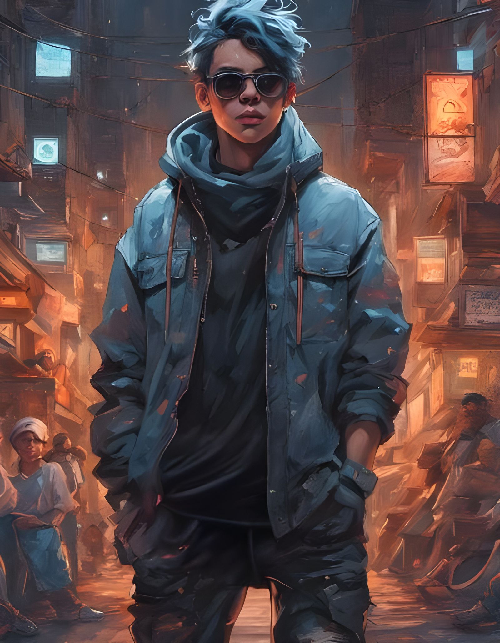 Hip-Hop Boy: Neo-Impressionist Expressionist Oil Painting