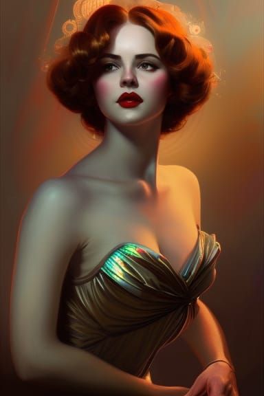 Film Noir Portrait: Lady in Iridescent Dress