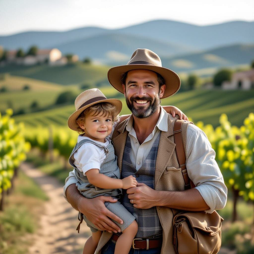 Family Stroll in Provence, Impressionist Style