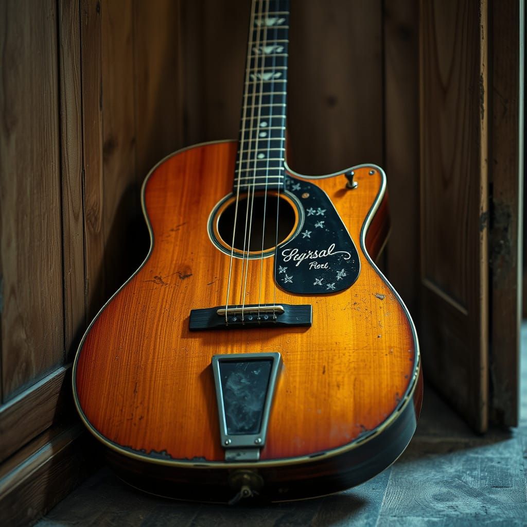 Worn Guitar in Hyperrealistic Detail