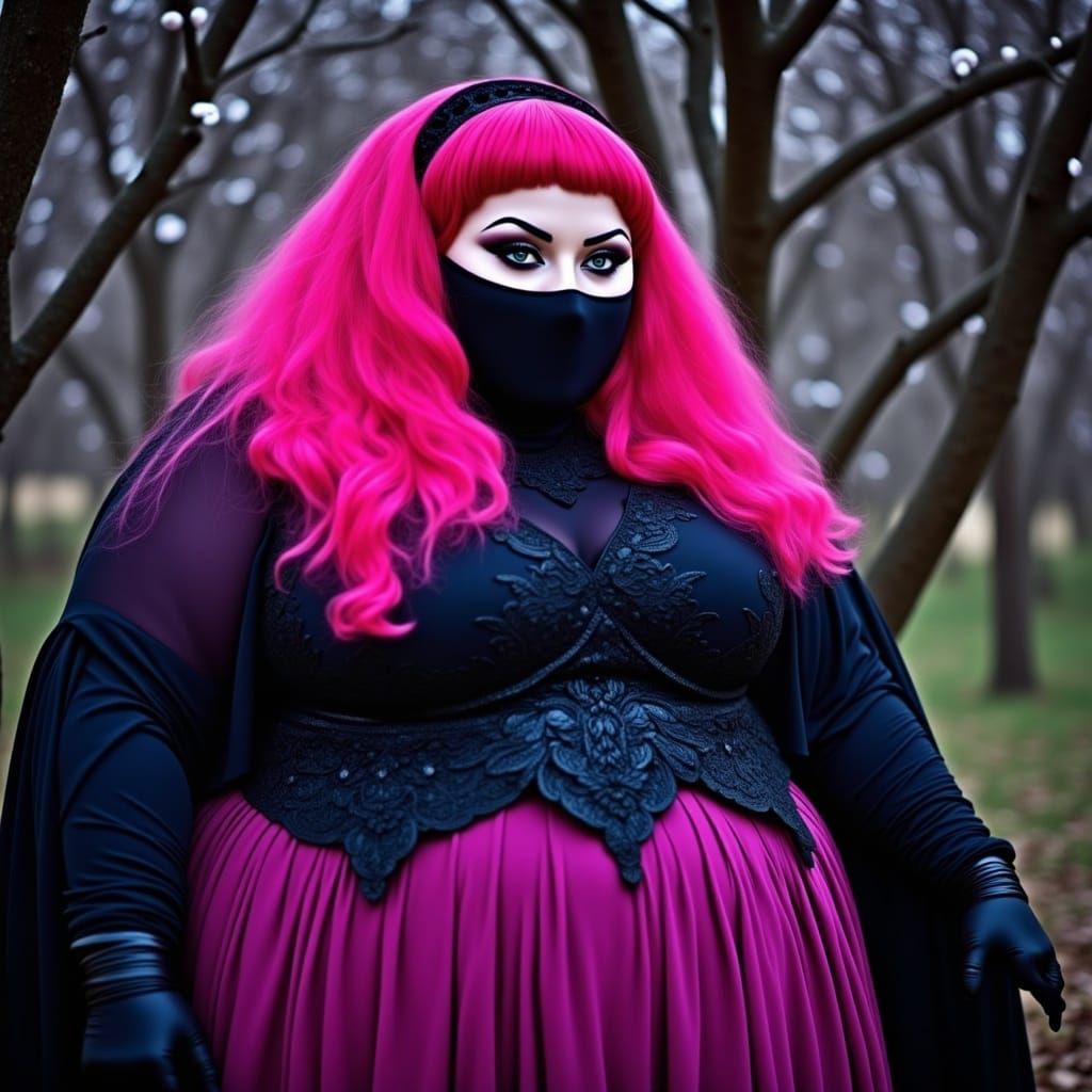 Pink-Haired Vampire Under Night Tree