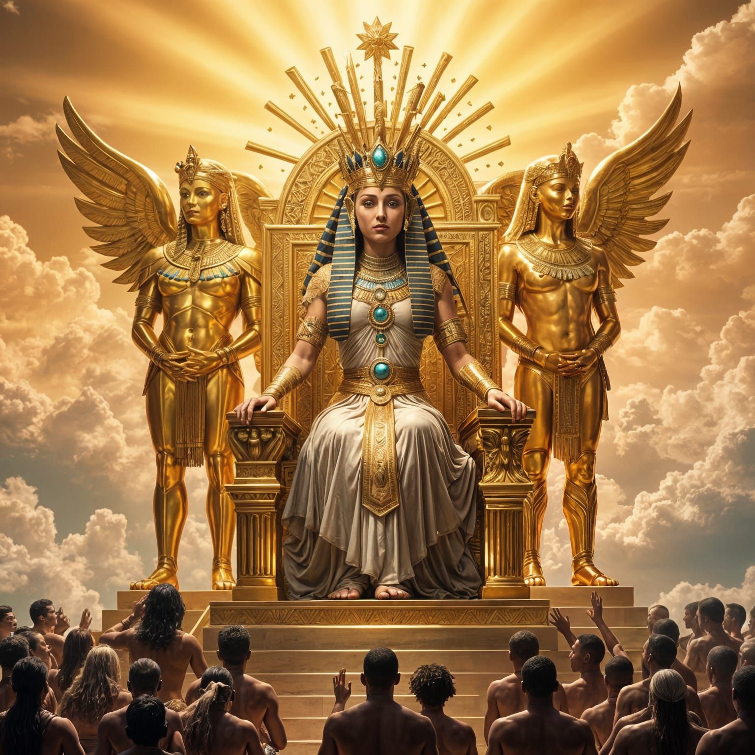 Egyptian Goddess Queen on Celestial Throne